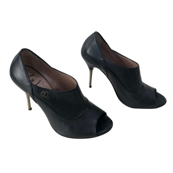 Just Cavalli Black Leather Stiletto Heel, Size 6
